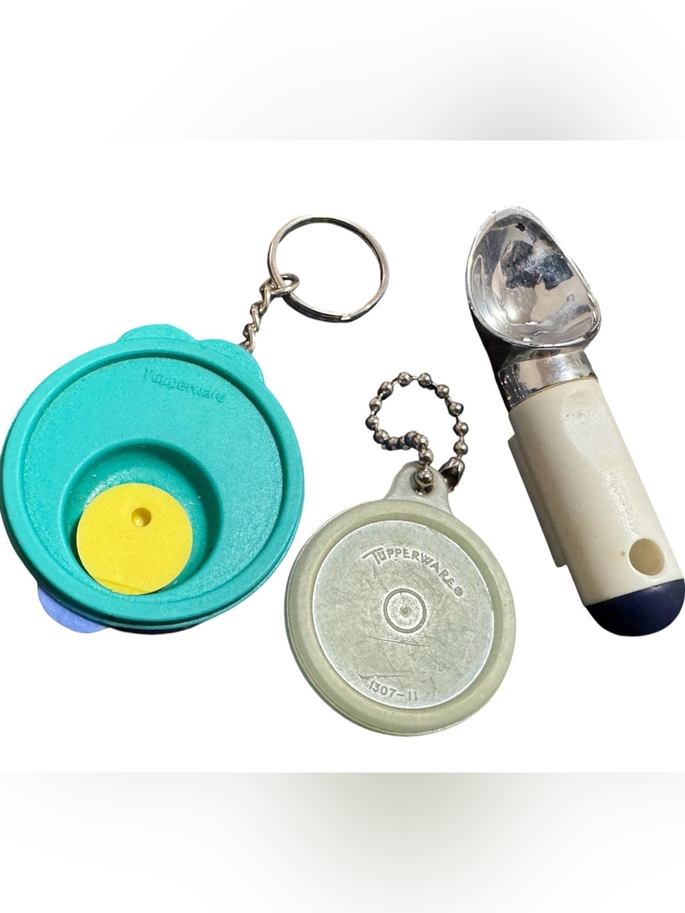 Tupperware Mini Keychains & Ice Cream Scoop Magnet Rare Collectible Vintage